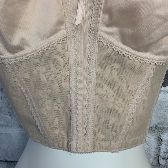 Vintage Y2K 90s Playtex Longline Retro Corset Bra 36B Cream Lace Retro Crop Top - Picture 4 of 13